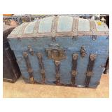 Ornate Wood and Metal Domed-Top Trunk