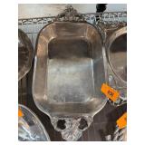 Rectangular Metal Serving Tray with Ornate Handles