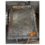 Rectangular Metal Serving Tray with Ornate Design