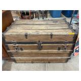 Wooden Storage Trunk With Metal Accents