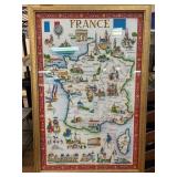 Framed Illustrated Map of France