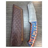 Custom Damascus Steel Knife with Sheath