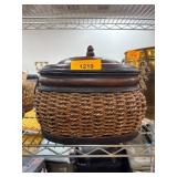 Wood and Woven Basket with Lid