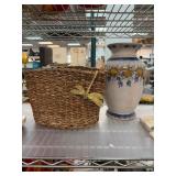 Ceramic Vase with Painted Floral Design