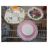 Three Decorative Plates with Floral Designs