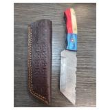 Damascus Steel Knife with Leather Sheath