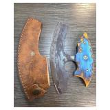 Handcrafted Ulu Knife with Leather Sheath