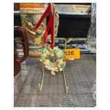 Irish Ceramic Wreath Ornament with Red Ribbon