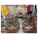 Brass Butterfly Bookends