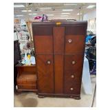 Art Deco Wood Veneer Wardrobe Cabinet