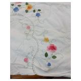 Embroidered Floral Tablecloth with Lace Accents