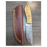 Handmade Knife with Sheath and Patterned Handle