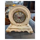Ceramic Electric Mantel Clock with Gold Accents