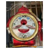 Santa Clock Glass Ornament With Glitter Details