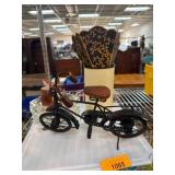 Black Metal Bicycle Figurine With Brown Accents