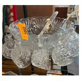 Pressed Glass Punch Bowl Set with Accessories