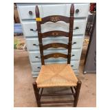 Wooden Ladder-Back Chair with Rush Seat