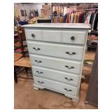 Light Blue Wooden Five-Drawer Dresser