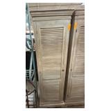 Wooden Cabinet With Louvered Door and Shelves