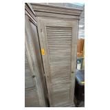 Wooden Cabinet With Slatted Door and Shelves