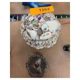Decorative Shell Box and Metal Trinket Holder