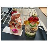 2 Holiday Blown Glass Ornaments