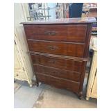 Wooden Five-Drawer Chest with Brass Handles