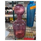 Purple Glass Decanter with Matching Stopper