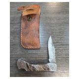 Folding Knife with Leather Case