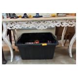 Wood Console Table with Ornate Carved Apron