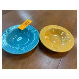 Fiesta Ceramic Ashtrays in Blue and Yellow