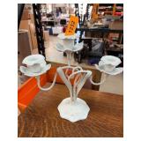 White Three-Arm Metal Candelabra