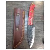 Custom Handcrafted Knife with Red Handle