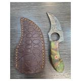 Damascus Steel Knife with Custom Sheath