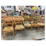 6 Wooden Dining Chairs w 2 Captains