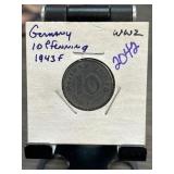 1943 German 10 Pfennig Coin, WW2 Era