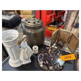 Decorative Lot with Ceramic, Brass, and Resin Piec