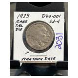 1923 Buffalo Nickel with Rare DDO-001 Error