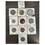 10 French Coins in Holders