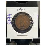 1901 Indian Head One-Cent Coin