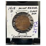 1918-D Lincoln Cent Mint Error