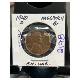 1940-D Lincoln Wheat Cent in MS63/64 BR