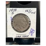 1938-D Buffalo Nickel in Fine Condition