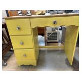 Yellow Wooden Desk with Four Drawers