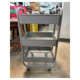 Gray Metal Rolling Utility Cart