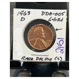 1963-D Lincoln Cent DDR-005 64RD Designation