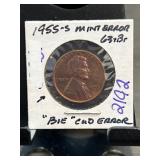 1955-S Lincoln Cent with BIE Error