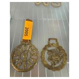 Two Decorative Brass Harness Medallions