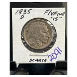 1935-D Buffalo Nickel in F/VF Condition