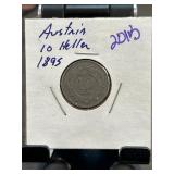 Austria 10 Heller Coin, 1895